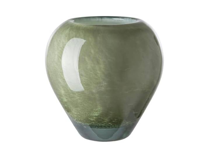 Fink Glas Blumenvase grün 14x14 cm - dekorative runde Vase mit individueller Farbnuance - stilvolle Glasvase für Sträuße, Blüten oder Zweige - modernes Wohnaccessoire und Geschenkidee