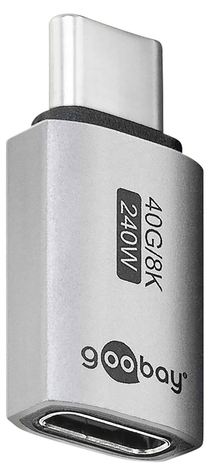 Goobay 74447 USB-C adapter, recht, USB4, zilver