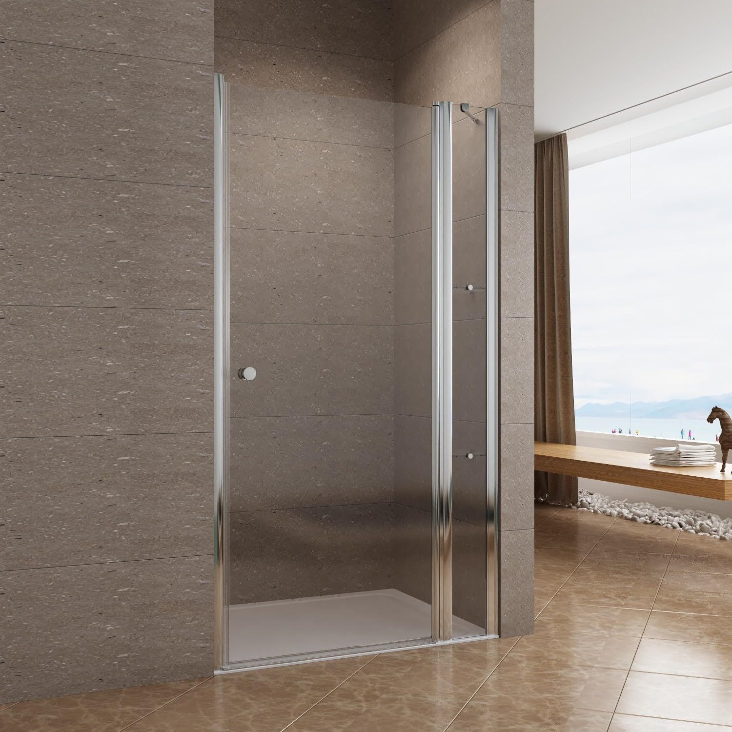 Nischentür Pendeltür Dusche Duschkabine mit Drehtür 100x197 cm,Nischendrehtür,Verstellbereich 98-101 cm