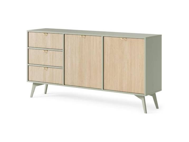 Lomadox Kommode Sideboard 158cm in grün, Front mit Fischgrätenmuster