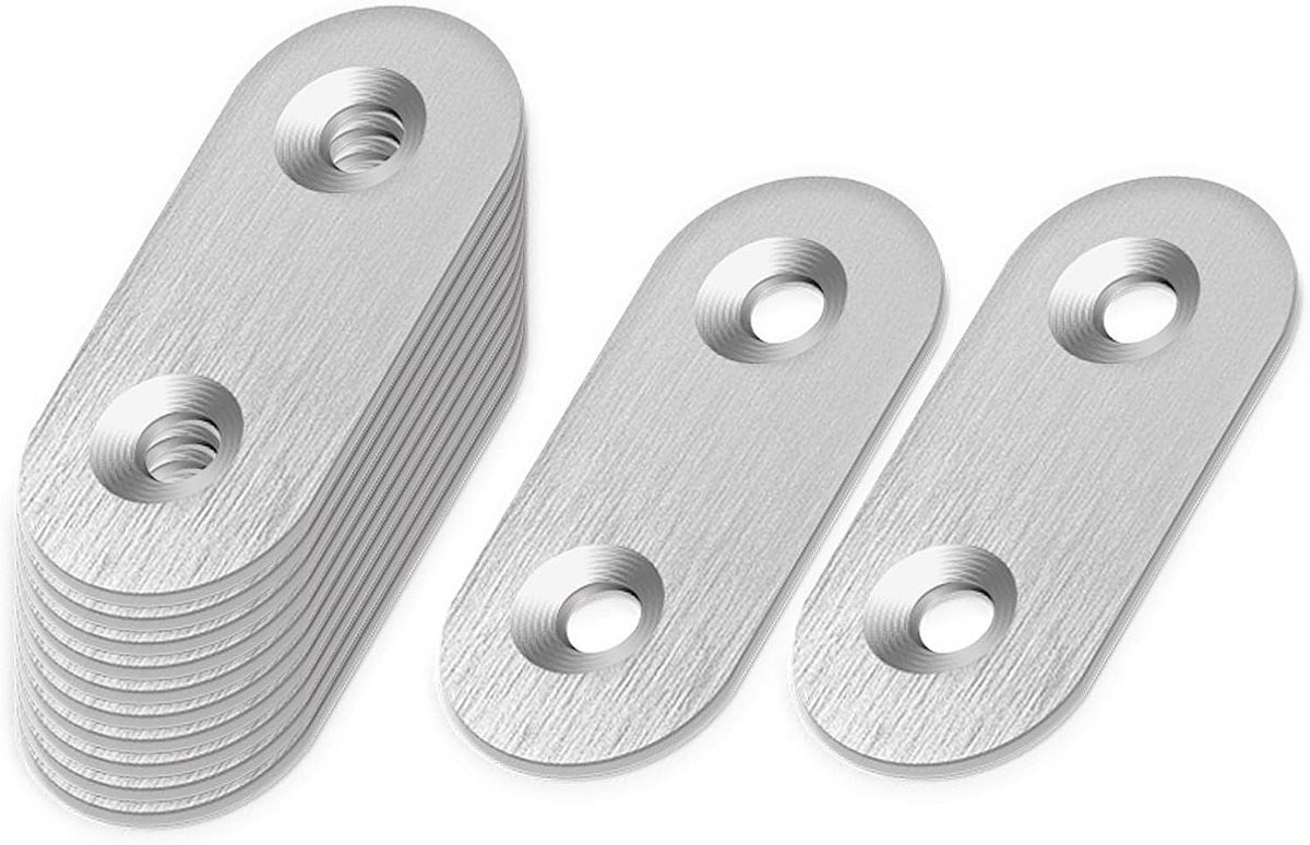 20x Platte Verbindingsplaat RVS 37x16mm - Vierkante Montageplaat voor Houtverbindingen
