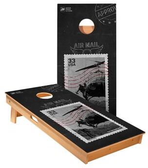 Skip's Garage Airmail Stamp Cornhole Boards