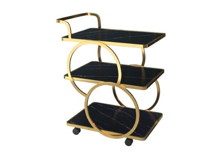 DFHetFH Rollwagen 3-stufiger Küchen-Aufbewahrungswagen Edelstahl-Aufbewahrungswagen Schlafzimmer-Teewagen Home Dining Side Cart Rollwagen Küchenwagen(A)