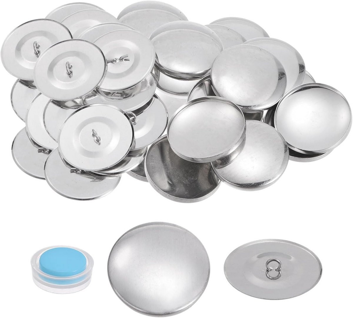 20 Sets Zelfklevende Stofknoppen 38mm - Aluminium Doe-Het-Zelf Knoppen Set met Gereedschap