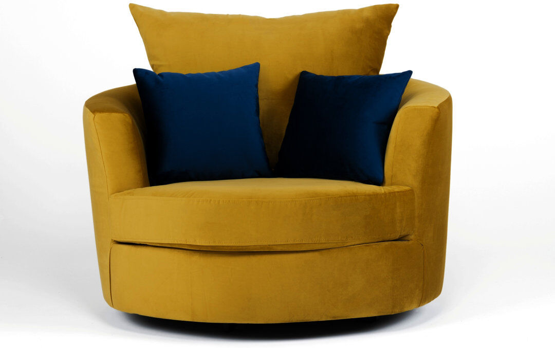 Fairmont Park Laci Velvet Swivel Armchair Mustard 90cm H X 115cm W X 115cm D
