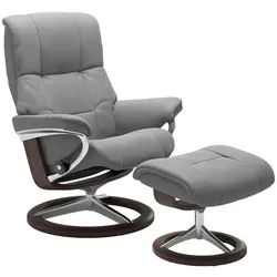 Stressless Sessel mit Hocker Mayfair Signature Leder Grau Batick Wild Dove L (Large)