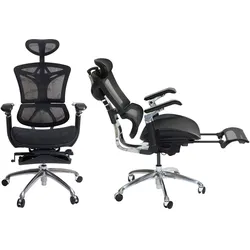 SIHOO Bürostuhl, Schreibtischstuhl Drehstuhl, ergonomisch, Lordosenstütze Fußstütze 3D-verstellbare Armlehnen schwarz