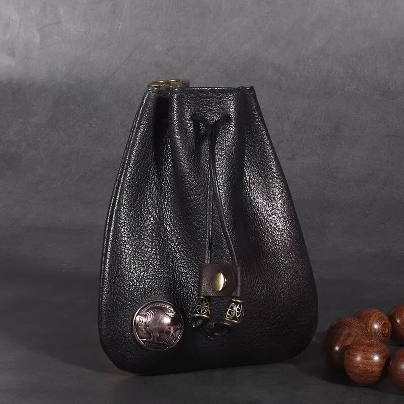 INF Pochette à cordon en cuir véritable – Rangement polyvalent pour vos essentiels