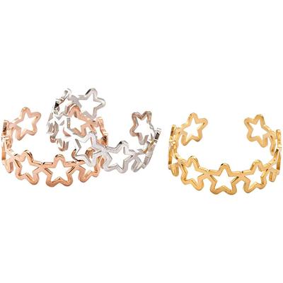 Ring-Set FIRETTI "Multipack Schmuck Geschenk Damenring Sterne", rosa (gelbgoldfarben, weißgoldfarben, roségoldfarben), Fingerringe, Damen, 3 g, Edelstahl, 6mm, Made in Germany