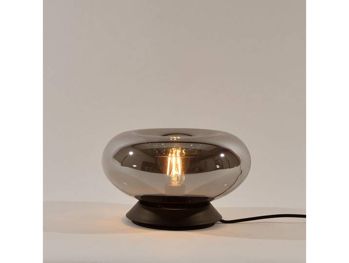s.luce Tischlampe Cruet Rauch Low (Flach), Anthrazit, Glas, Oval,Oval, E27, 28x14x28 cm, Lampen & Leuchten, Innenbeleuchtung, Tischlampen