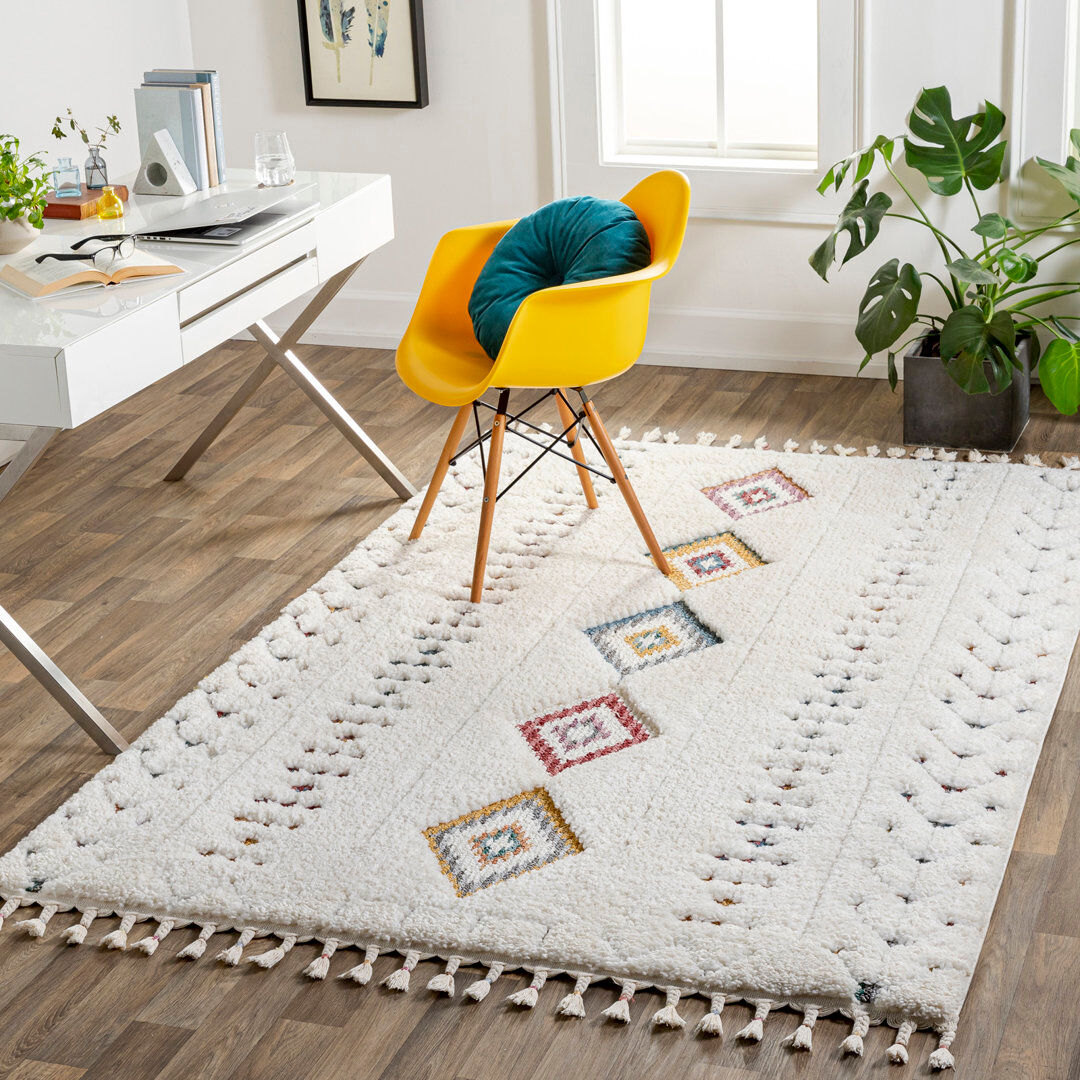 Langley Street Isaiah Rectangle Geometric Shag Orange;White;Pink;Yellow;Black;Blue Rectangle 200 x 274cm
