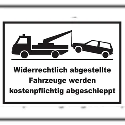 HB-Druck Widerrechtlich abgestellte Fahrzeuge Schild A4 (210x297mm)