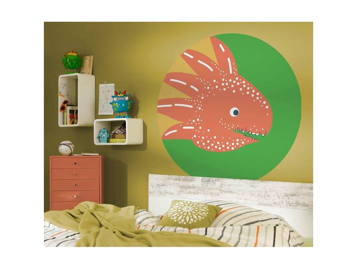 Papier peint intissé Little Dino Proto 128 x 128cm Multicolore