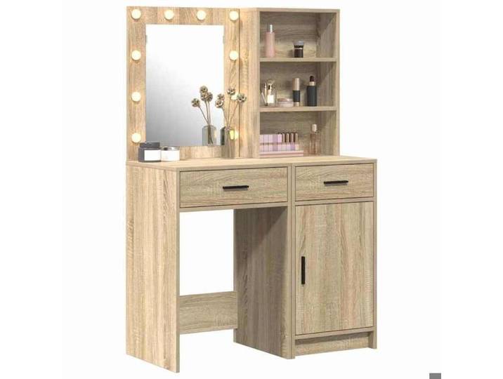SEASON SALE Ensemble de table de maquillage avec LED 2 pcs Chêne Sonoma 7665888