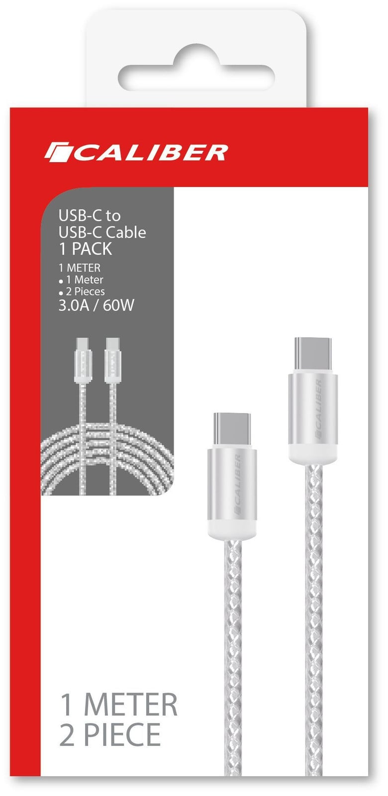 Caliber CL-CC-2PACK USB-C naar USB-C oplaadkabel, 1 m