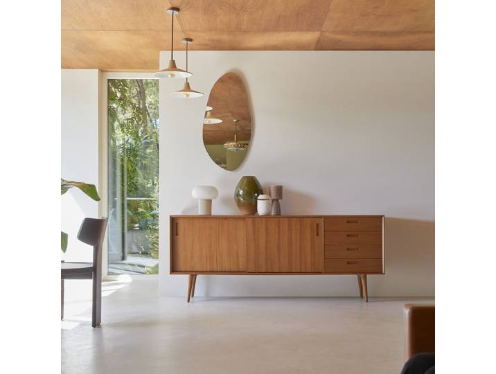 Buffet aus massivem Mahagoniholz 200 cm Magda 50's - Natur - Mahogany