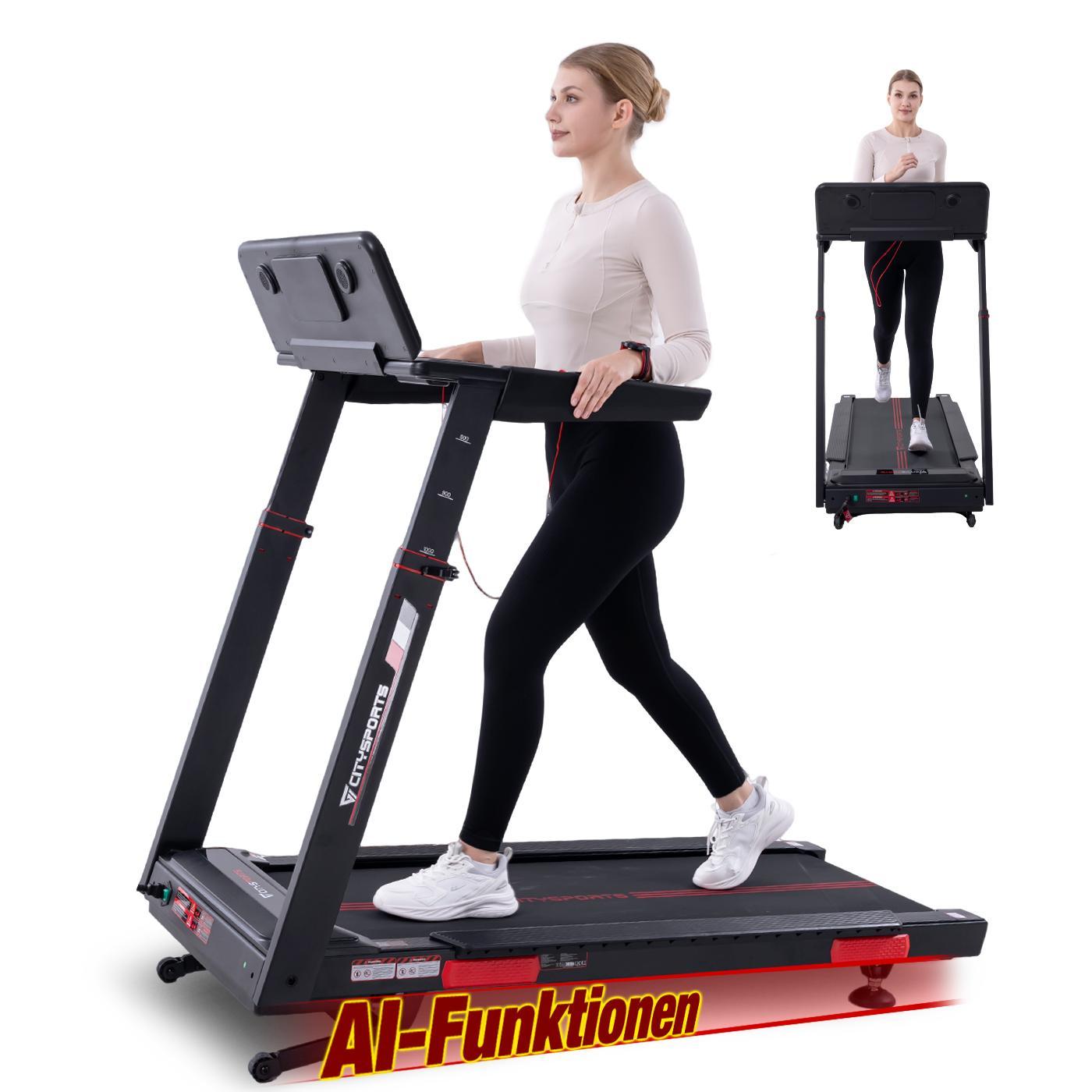 Laufband für zu Hause,3700W 5HP, 1-15km/h, Elektrischer Winkellift 0-15 St. Mit AI Funktion,50*135 cm Laufbahn, 1-16,5km/h, mit APP