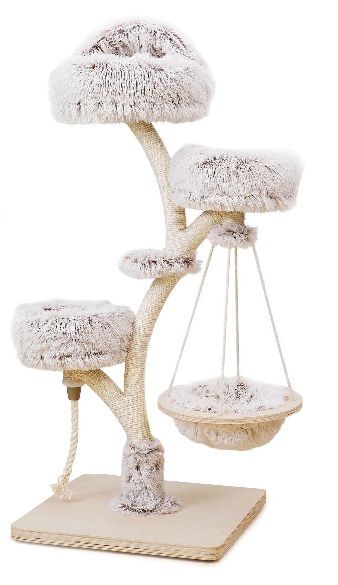 Kratzbaum 130 cm, Sisal, Plüsch, Hängematte, 3 Ebenen