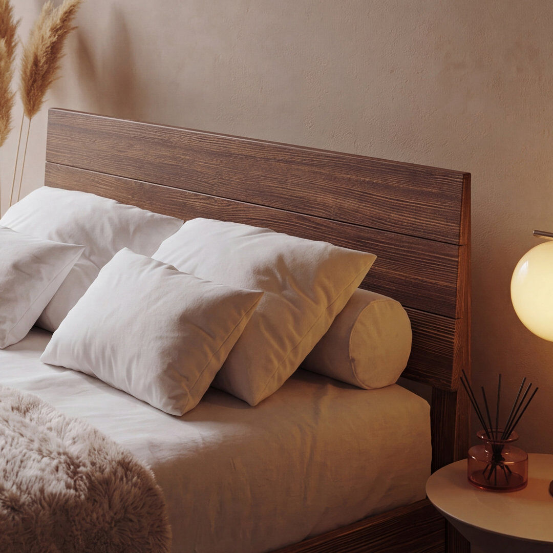 August Grove Ivor Solid Wood Bed Espresso Wood Kingsize (5')