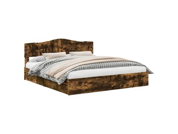 HMDNGOUT Bett mit Stauraum Geräucherte Eiche 180 x 200 cm Holzwerkstoff mit Schubladen