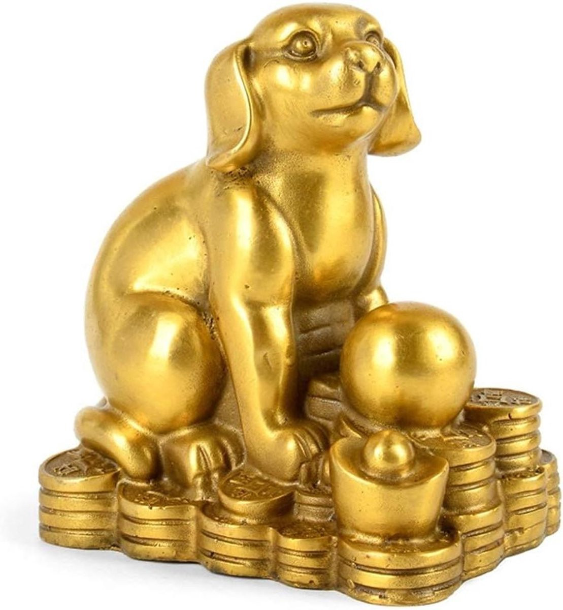 Goudkleurig decoratief beeldje van messing in Feng Shui stijl