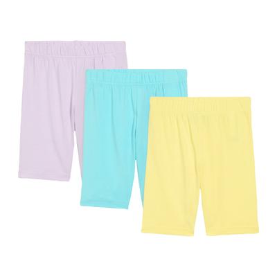 Radlerhose BONPRIX, Mädchen, Gr. 128/134, N-Gr, helllimone, zartflieder, aqua, Obermaterial: 95% Baumwolle, 5% Elasthan, Hosen Radlerhose, aus Baumwolle und Elasthan, bequemer Schnitt