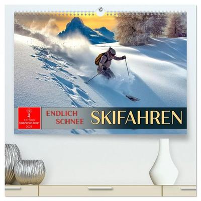 Skifahren - endlich Schnee (hochwertiger Premium Wandkalender 2026 DIN A2 quer), Kunstdruck in Hochglanz