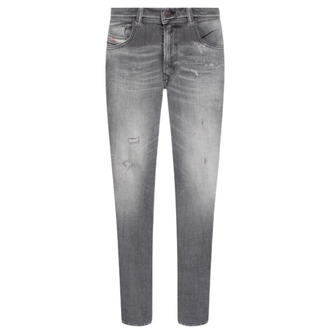 Diesel 1979 Sleenker Frayed Grey Faded Denim Jeans