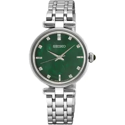Seiko Classic Perlmutt Quarz 29 mm Edelstahl Grün Damenuhr HGH006P1