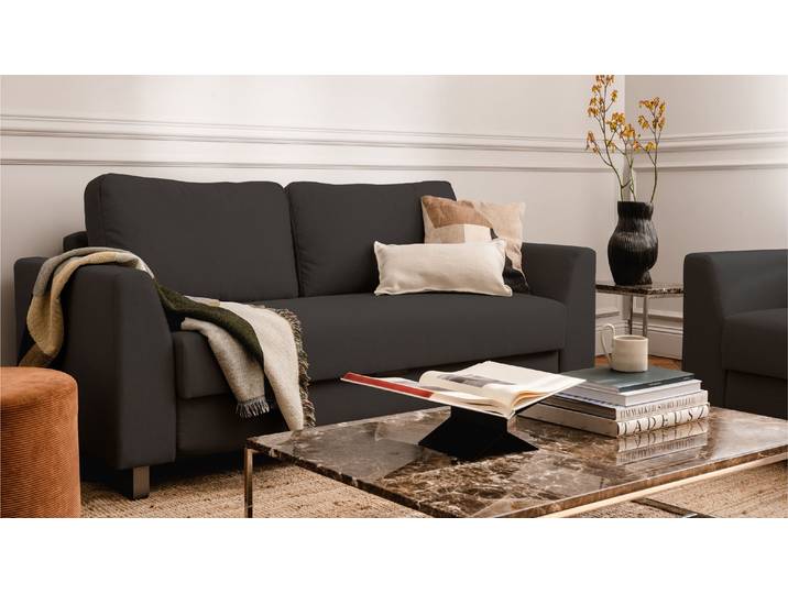 BRUNO Schlafsofa 160cm in Anthrazit Klassik stabiles Massivholz & Boxspringkomfort
