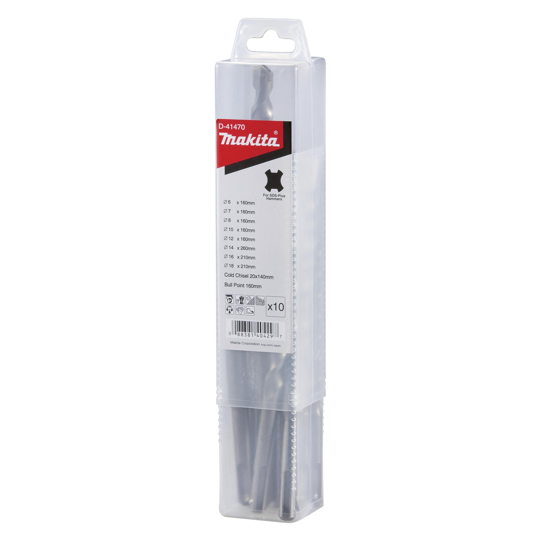 Makita Hammerbohrer-Set 10teilig D-41 (10 mm, 12 mm, 6 mm, 7 mm, 8 mm) (D-41470)