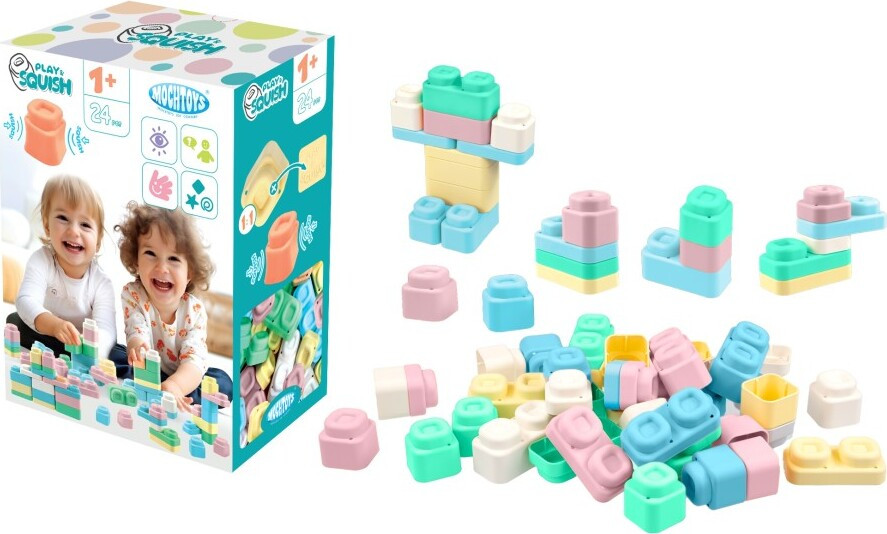 Mochtoys Siliconen bouwstenen Play&Squish, set van 24 stuks