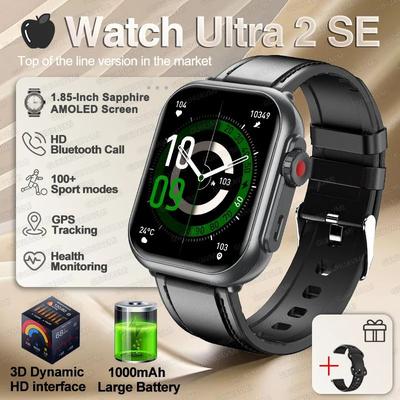 Uplift Treasures Ultra Smartwatch AMOLED GPS Waterproof With Call black Leather
