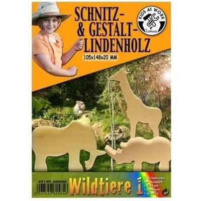 Corvus A600585 - Kids at Work, Schnitzholz, Lindenholzblock, Wildtiere