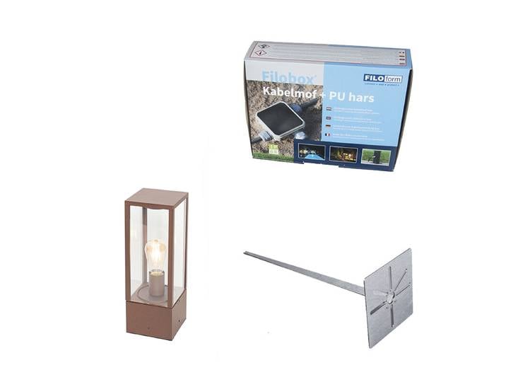 Lampe d'extérieur industrielle sur pied brun rouille 40 cm IP44 -