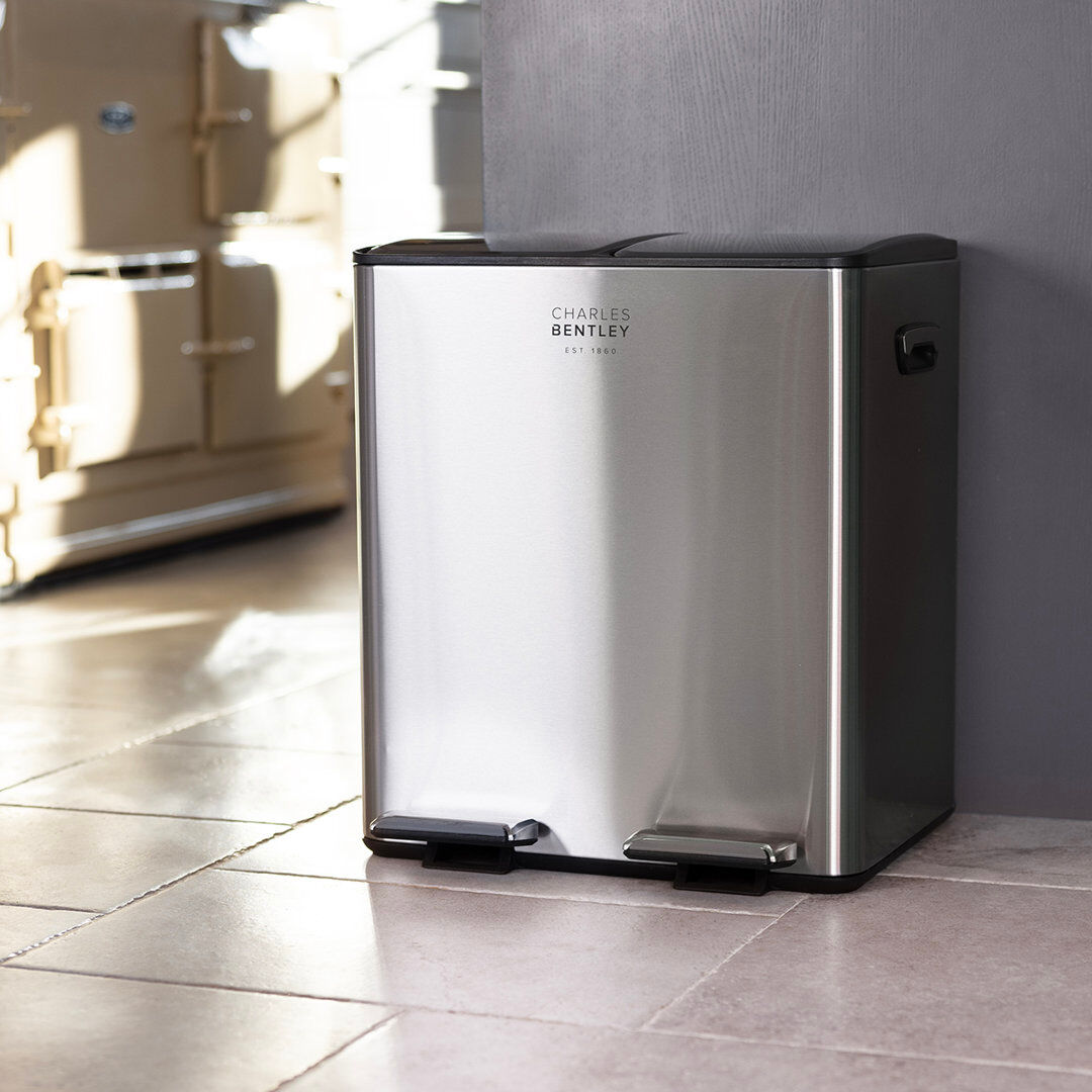Charles Bentley Stainless Steel Step On Multi-Compartment Rubbish & Recycling Bin Stainless Steel 7.92