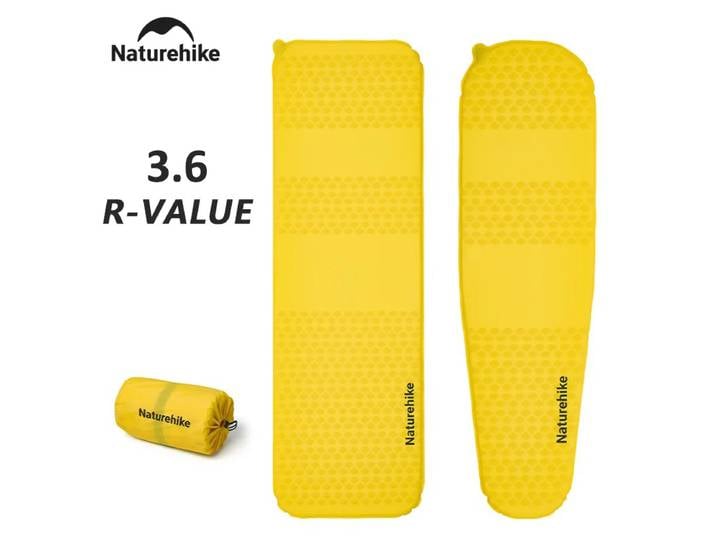 Matelas pneumatique Naturehike 3.6 R-value, matelas pneumatique auto-gonflant pour le camping, matelas pneumatique ultraléger et portable, tapis de couchage gonflable