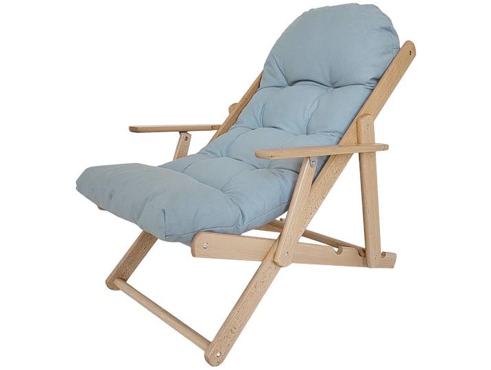 Homcom Relaxsessel Klappbar mit Polsterung Grau, Hellgrau, Holz, 89x96x71 cm, Gartenmöbel, Gartensessel, Gartenklappstühle