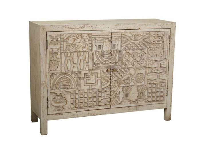 Buffet en bois sculpté blanc 120x40x90
