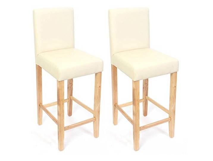 Mendler 2er-Set Barhocker M37 Kunstleder - Creme, helle Füße Barstuhl