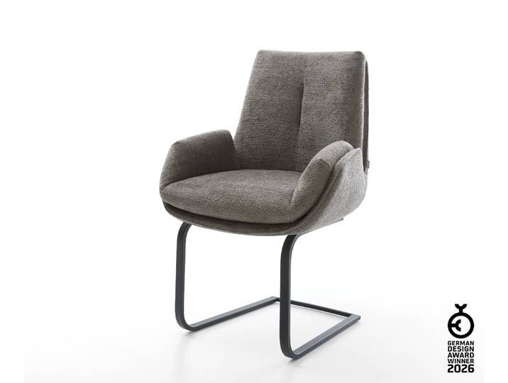 Freischwinger Clea-Flex Bouclé Soft Schlamm Freischwinger flach Schwarz, Esszimmerstühle