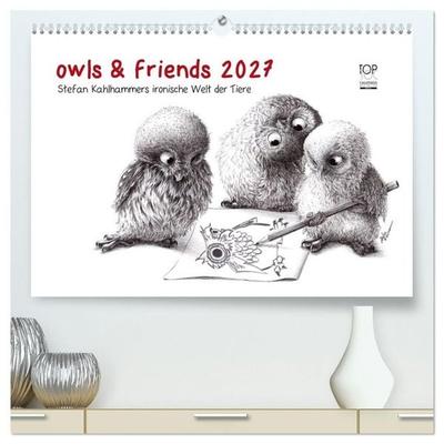 owls & friends 2027 (hochwertiger Premium Wandkalender 2027 DIN A2 quer), Kunstdruck in Hochglanz