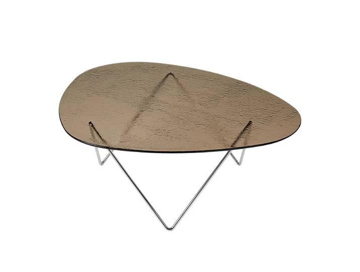 GUBI - Pedrera Couchtisch, Chrom / Glas strukturiert bronze