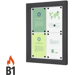 Schaukasten außen IP56 4x A4 anthrazit grau, ESG Sicherheitsglas B1 wetterfest Schaukasten aussen 4xA4