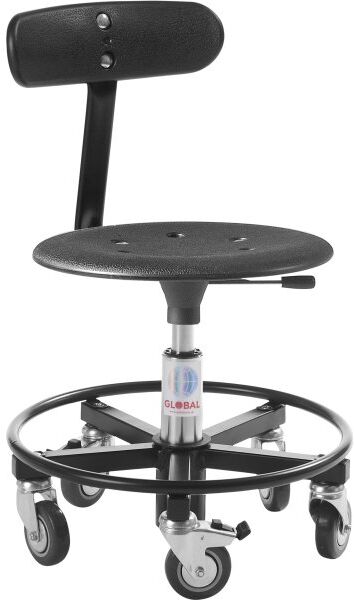 Global Montørstol, Sort, Plast, 32-39cm, Fodring, Ryglæn