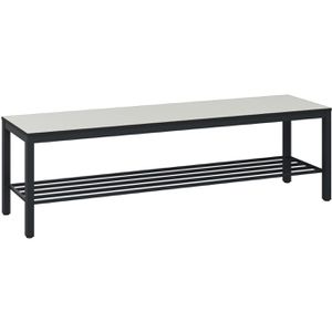 CP-Möbel Umkleidebank 8061-010, Sitzfläche Holz, 150 cm, mit Schuhrost, grau / anthrazit