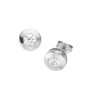 Paar Ohrstecker LUIGI MERANO "runde Form mit Zirkonia, Gold 375", weiß, Ohrringe, Damen, Weißgold 375