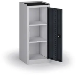 Schmaler Werkstattschrank, 2 Regalböden, 1180 × 505 × 500 mm, graphitfarbene Türen