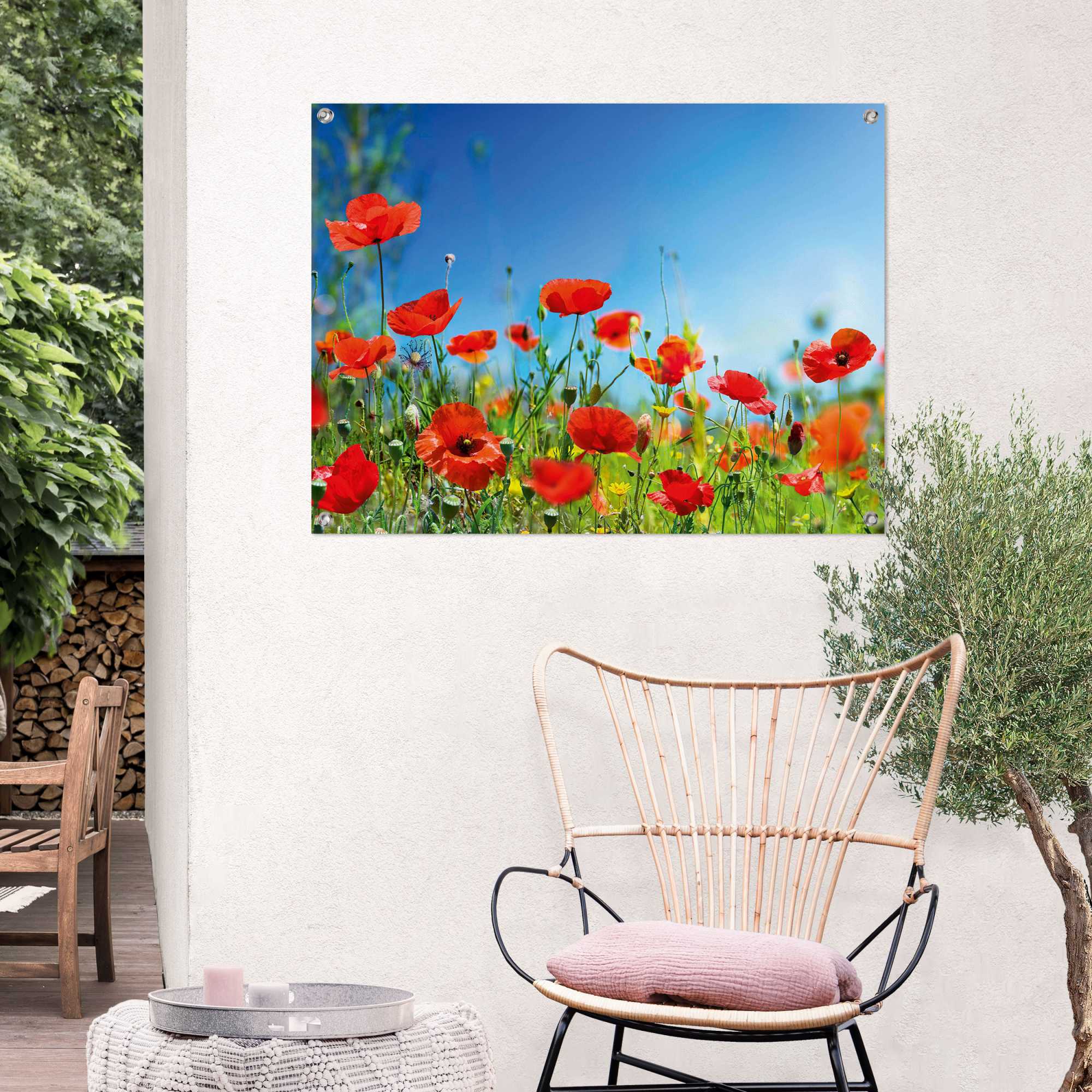 Reinders! Poster REINDERS "Sommerblumen", rot (farbe bild(er): rot), B:80cm H:60cm T:0,1cm, Leinwand, Bilder, Poster, Outdoor für Garten oder Balkon farbe bild(er): rot B/H/T: 80cm x 60cm x 0,1cm