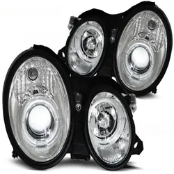 LED Angel Eyes Scheinwerfer passend für Mercedes Benz CLK W208 97-02 chrom